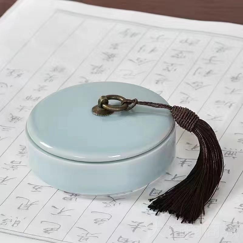 正品天一堂功能带墨池砚台墨盒墨海墨碟笔架墨搁陶笔笔洗研墨哥窑