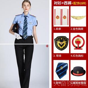 正品铁制工作服女士衬列车乘务员蓝色路衬衫长袖高铁衬衫工装铁服