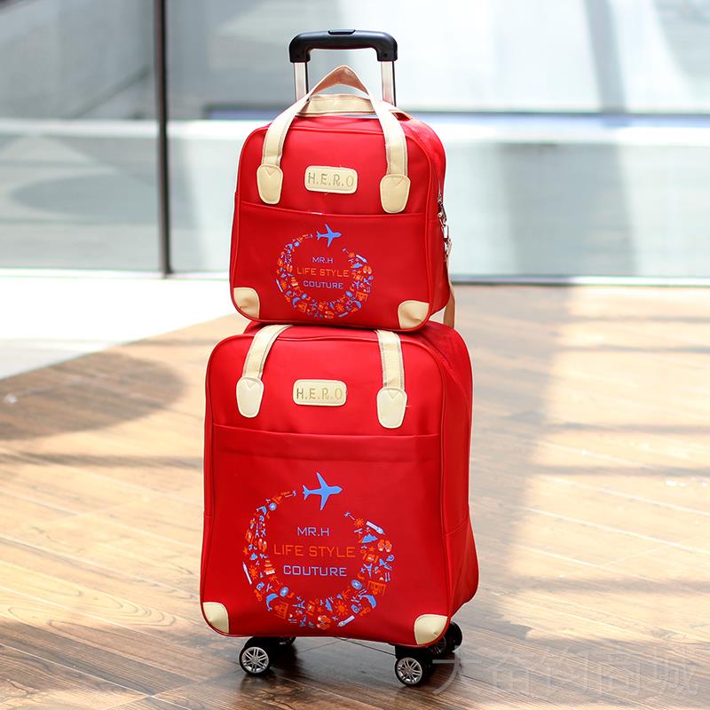 正品牛津布旅行包拉杆万拉向登机包超轮轻子母旅行箱小行女20寸杆