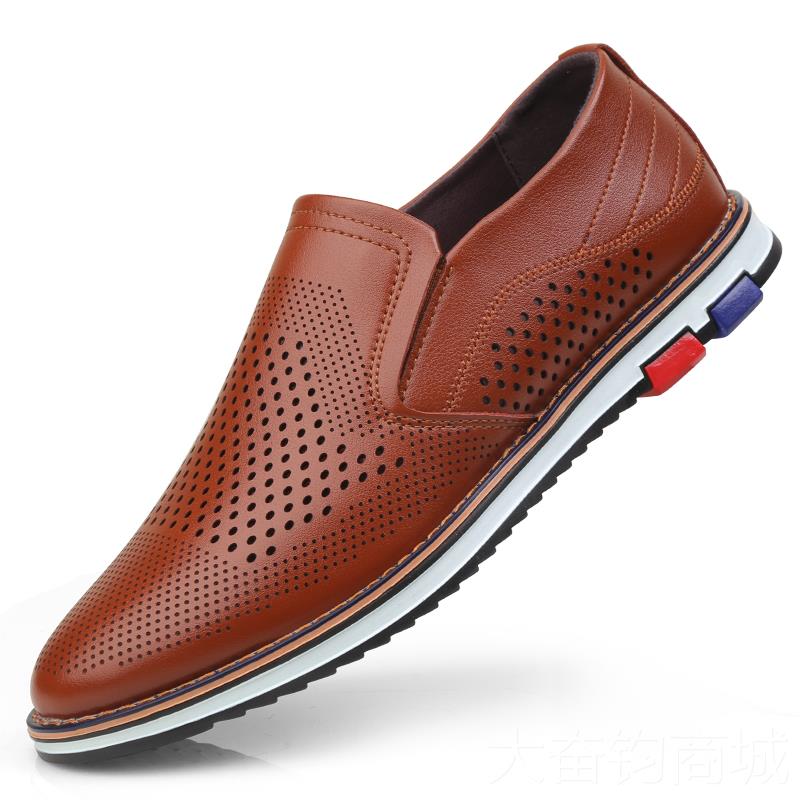 正品男鞋夏季镂空年鞋鞋休闲皮鞋英伦青洞洞透气皮凉男韩版潮流百