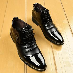 正品男士高邦皮鞋型男高帮皮靴男英商务休闲尖头发师鞋子韩伦版短
