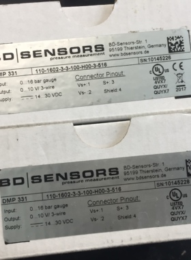 BD SENSORS压力开关DMP331 110-1602-3-3-100-H00-3-516全新议价
