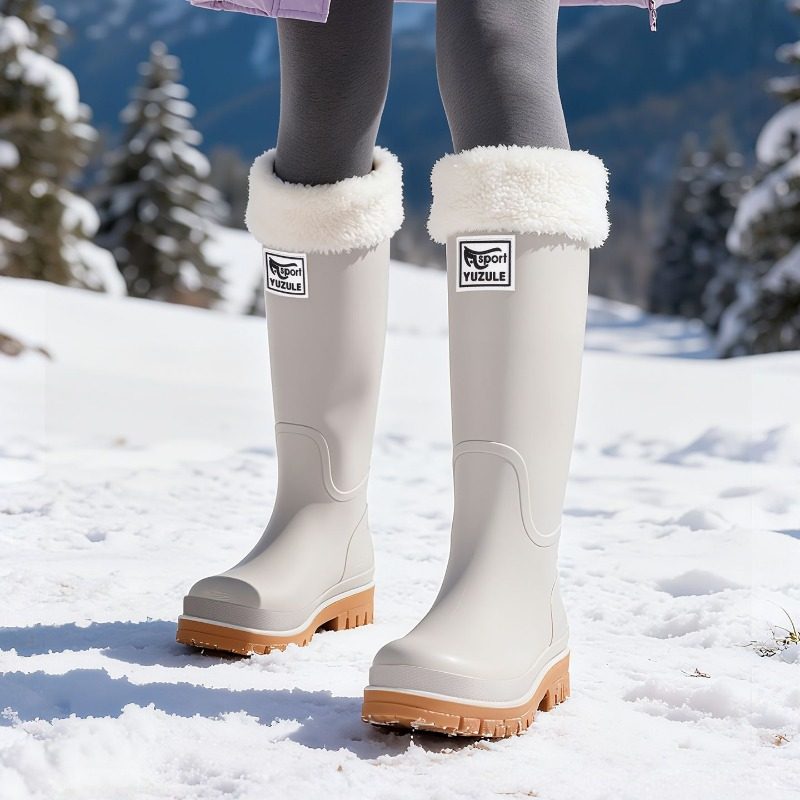 特高筒雨鞋水鞋束口女款防水防滑耐磨时尚成人雨靴厨房新加绒胶鞋