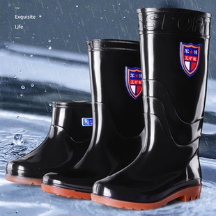 男士 加绒高筒棉胶鞋 水鞋 低帮套鞋 工矿舒适 长筒雨靴防水鞋 加厚雨鞋