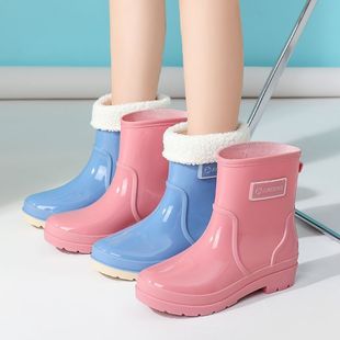 中筒雨靴女士成人厨房加棉保暖胶鞋 雨鞋 防水鞋 女款 女中筒防滑水鞋
