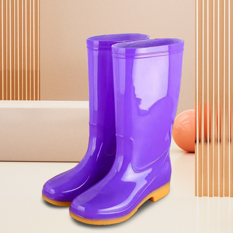 RAIN BOOTS WOMENS WATERPROOF ANTI-SLIP WATER SHOES MEDIUM BARREL HIGH TUBE RAIN BOOTS ADULT RUBBER SHOES KITCHEN PLUS COTTON WARM WORK HALF BARREL SHOES