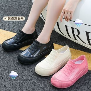 防滑雨鞋 防水鞋 时尚 休闲四季 内增高新款 短筒套脚胶防滑防水鞋 女式