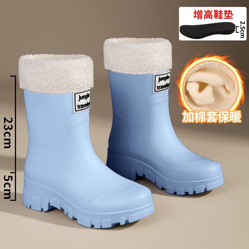 防水防滑雨鞋女露营雨靴中筒长靴子胶鞋水鞋靴子女士户外水靴