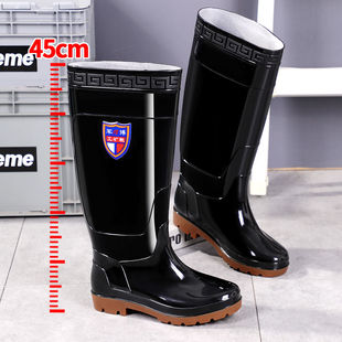 保暖防滑加绒水靴雨靴工地防水鞋 高筒钓鱼男士 特高加厚牛筋底雨鞋