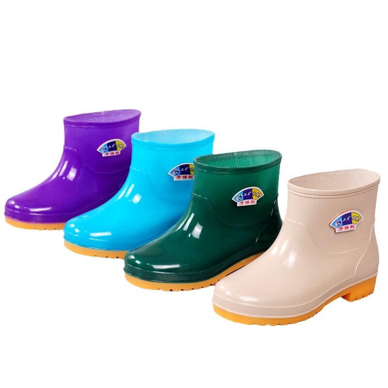 SPRING AND AUTUMN THICKENED LOW-CUT WOMENS RAIN BOOTS SHORT WATER SHOES WOMENS RUBBER SHOES KITCHEN WATERPROOF AND NON-SLIP SLIPPERS LABOR PROTECTION SHOES SHORT RAIN BOOTS