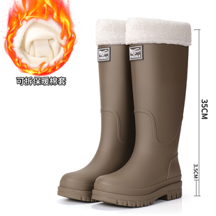 新品百搭雨靴女款防水防滑水鞋软底耐磨胶鞋水靴雨鞋高筒加绒保暖