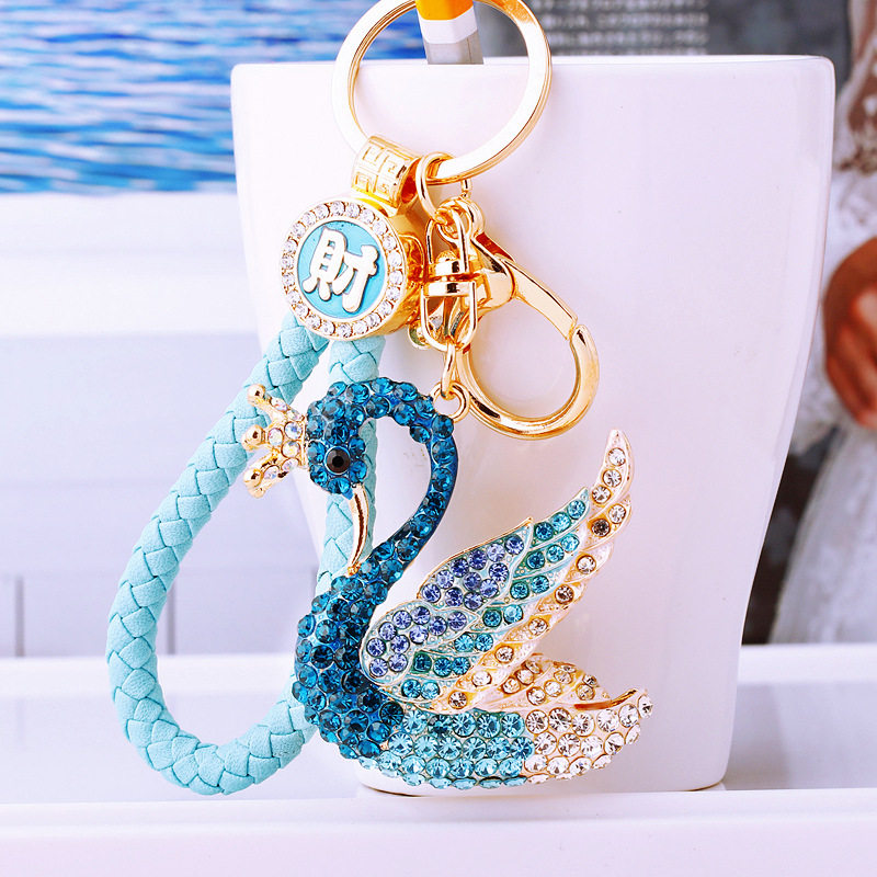招财皇冠小天鹅汽车钥匙扣金属可爱男女情侣包包挂件钥匙链圈礼品