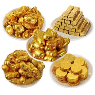 金币金元宝金条装饰巧克力清仓100g散装硬币结婚喜糖果小零食