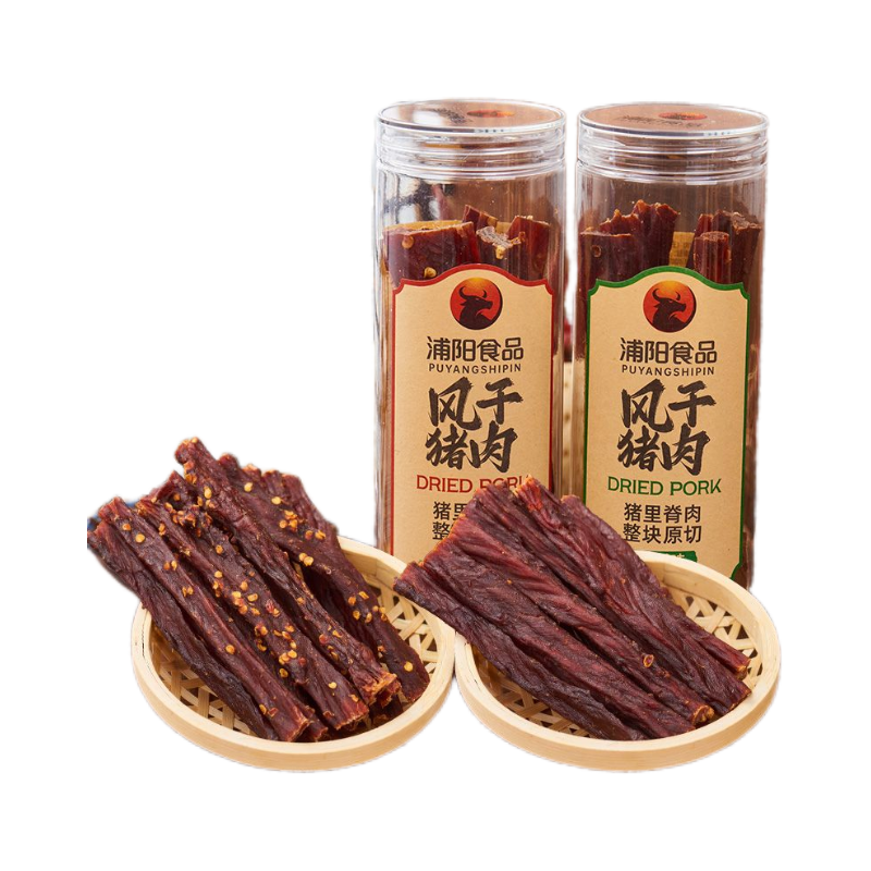 浦阳食品风干猪肉条70g罐
