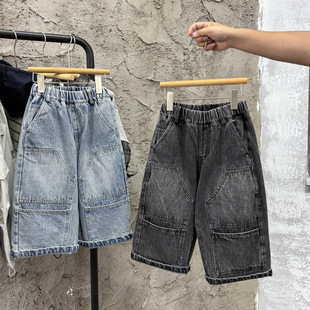 儿童美式复古工装牛仔裤2026秋季新款男童帅气大口袋宽松直筒裤潮