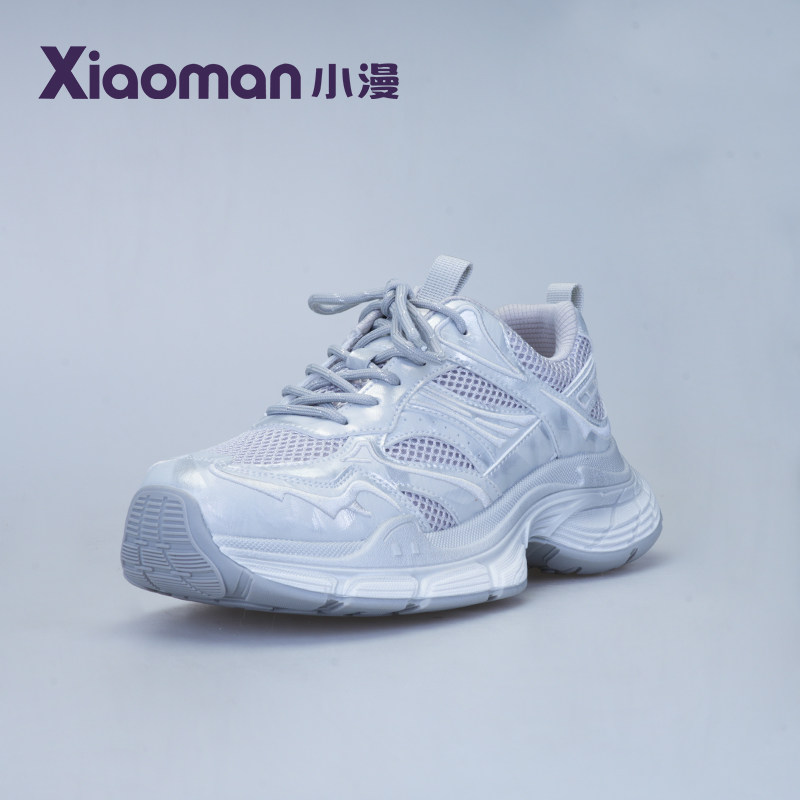 小漫网面厚底银色运动鞋2026春季新款小个子增高休闲运动鞋潮酷女,女鞋,时尚休闲鞋,淘宝优惠券,粉丝福利购,淘宝优惠卷