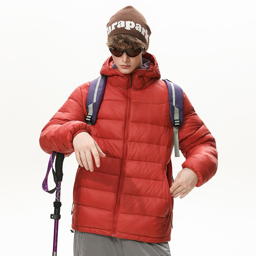 户外情侣连帽90白鸭绒羽绒服