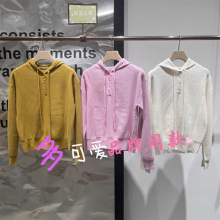 新款 2024冬季 肌理感连帽针织毛衣女BDR4SD3849 播女装 商场同款