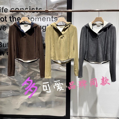 毅播商场同款25冬款修身百搭连帽套头卫衣BDS4VD3012热红酒美式