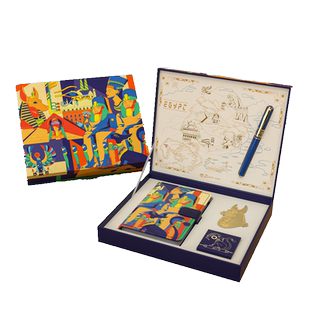 毕加索钢笔礼物5523埃及文化之旅记事本礼盒套装男士商务办公签名高档钢笔生日礼物希腊礼盒定制刻字