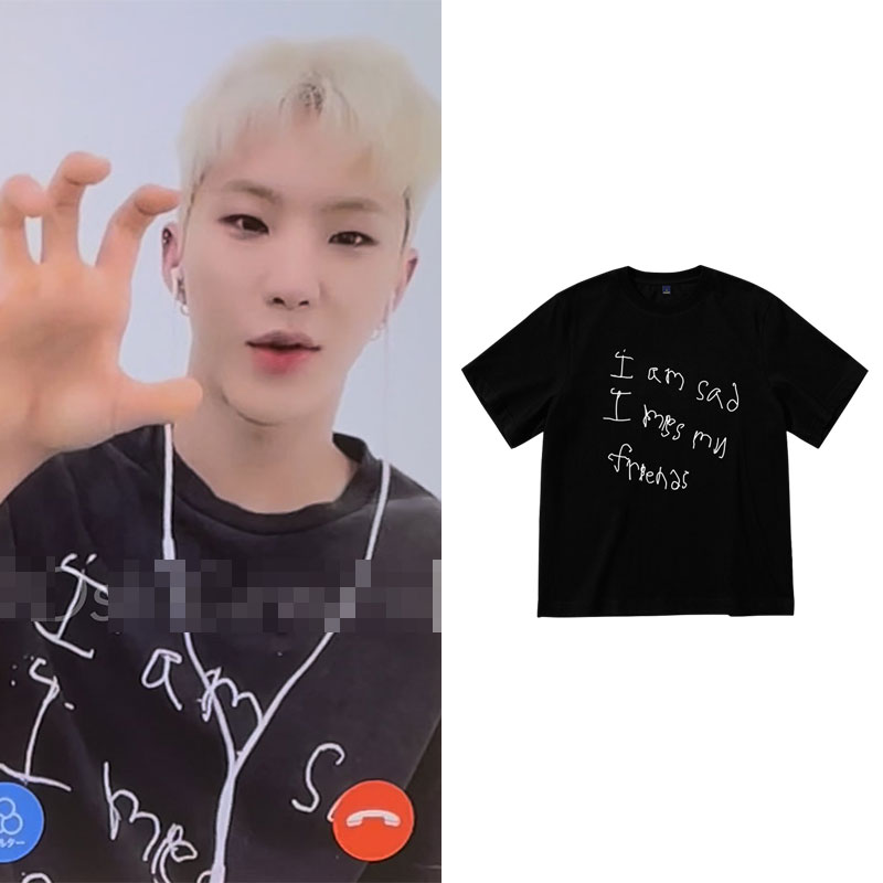 SEVENTEEN权顺荣ins同款短袖T恤夏季宽松字母印花纯棉男女打歌服