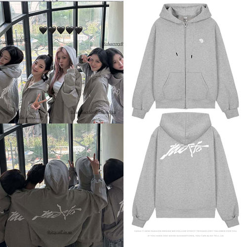 ITZY Motto POP-UP下班周边同款卫衣服拉链印花连帽开衫外套男女