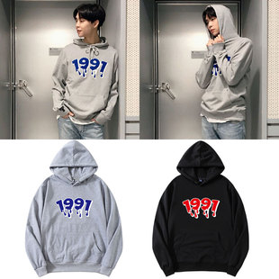 NCT127徐英浩同款卫衣套头连帽衫秋冬季加绒薄款字母印花上衣服