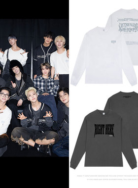 SEVENTEEN日巡演唱会RIGHT HERE周边同款纯棉螺纹长袖T体恤打底衫