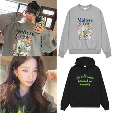 LESSERAFIM金采源中村一叶同款卫衣服春秋冬男女装薄加绒印花上衣