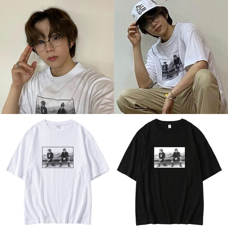 NCT组合将太郎同款衣服夏季纯棉宽松落肩圆领短袖T恤情侣