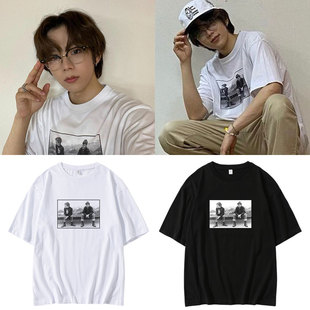 NCT组合将太郎同款衣服夏季纯棉宽松落肩圆领短袖T恤情侣