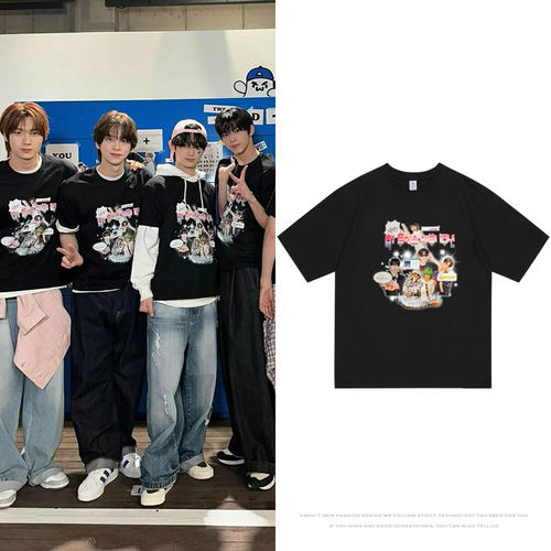 TWS一周年纪念周边韩振崔英宰同款衣服纯棉印花短袖T恤男女打底衫