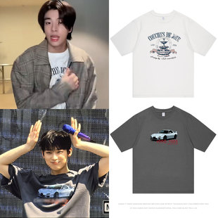ENHYPEN彩排沈载伦金善禹衣服同款短袖T恤纯棉印花宽松男女上衣夏