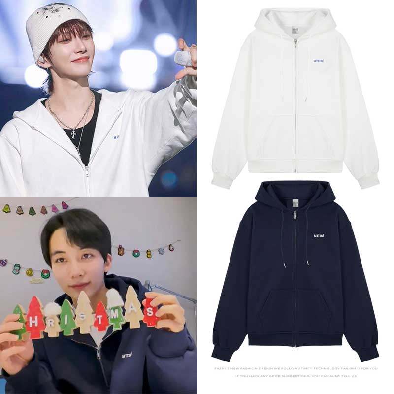 SEVENTEEN洪知秀尹净汉穿搭同款卫衣服印花宽松拉链开衫外套秋冬