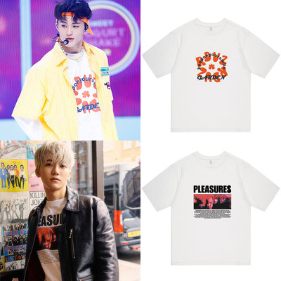 nct dream李马克罗渽民同款衣服宽松落肩纯棉印花短袖T体恤打底衫