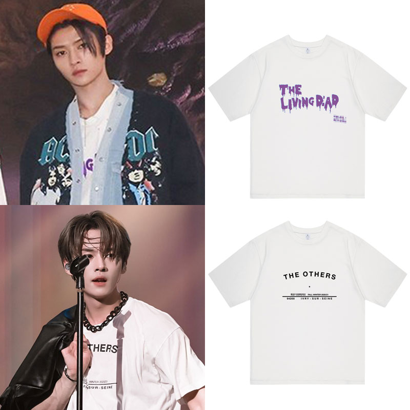 StrayKids李旻浩同款衣服宽松卡通印花落肩纯棉ins风短袖t体恤夏