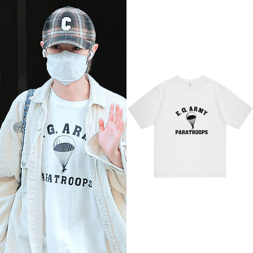 nct dream黄仁俊街拍同款衣服宽松字母印花ins风夏季落肩短袖T恤