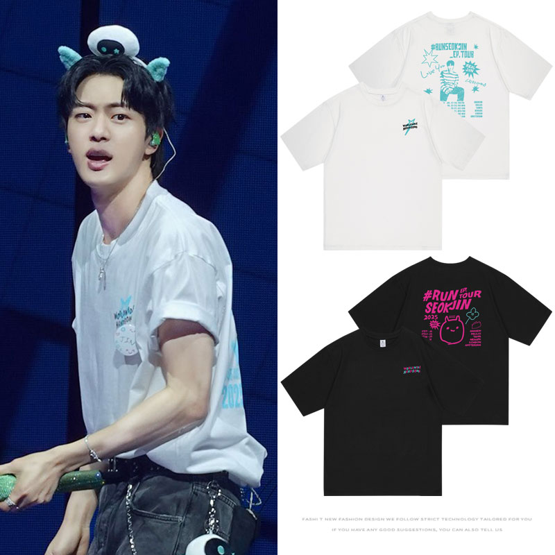 2025金硕珍JIN北美演唱会RUNSEOKJIN周边衣服同款短袖T恤纯棉上衣