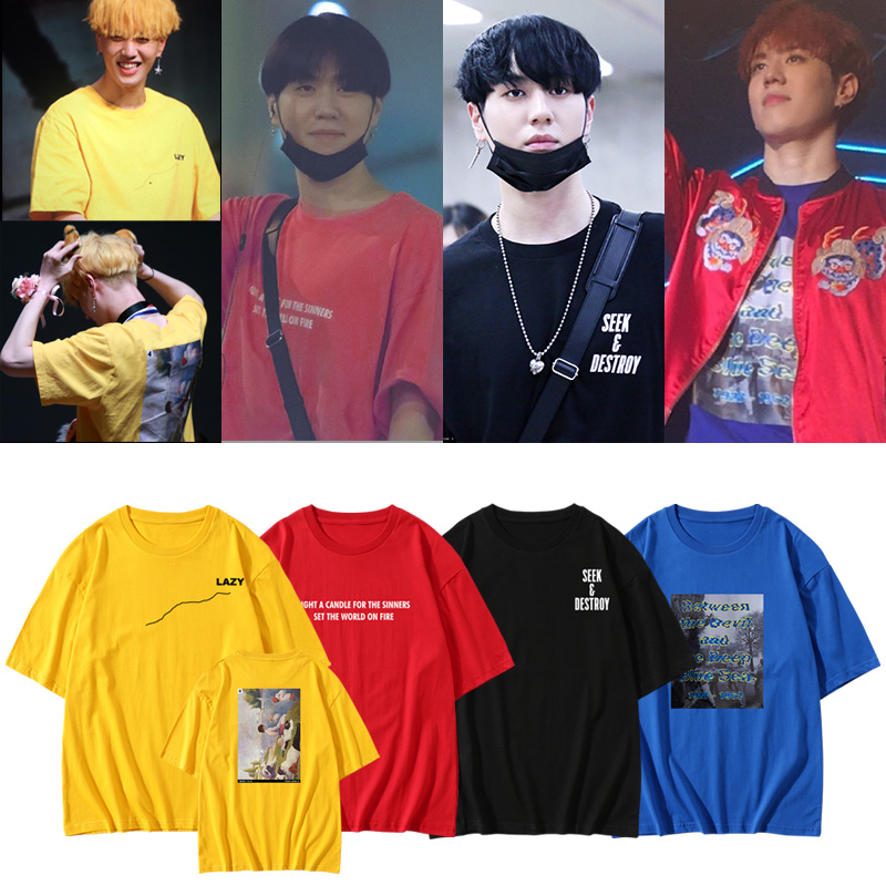 got7组合周边金有谦同款短袖t恤BF学生男女情侣打底衫圆领体恤