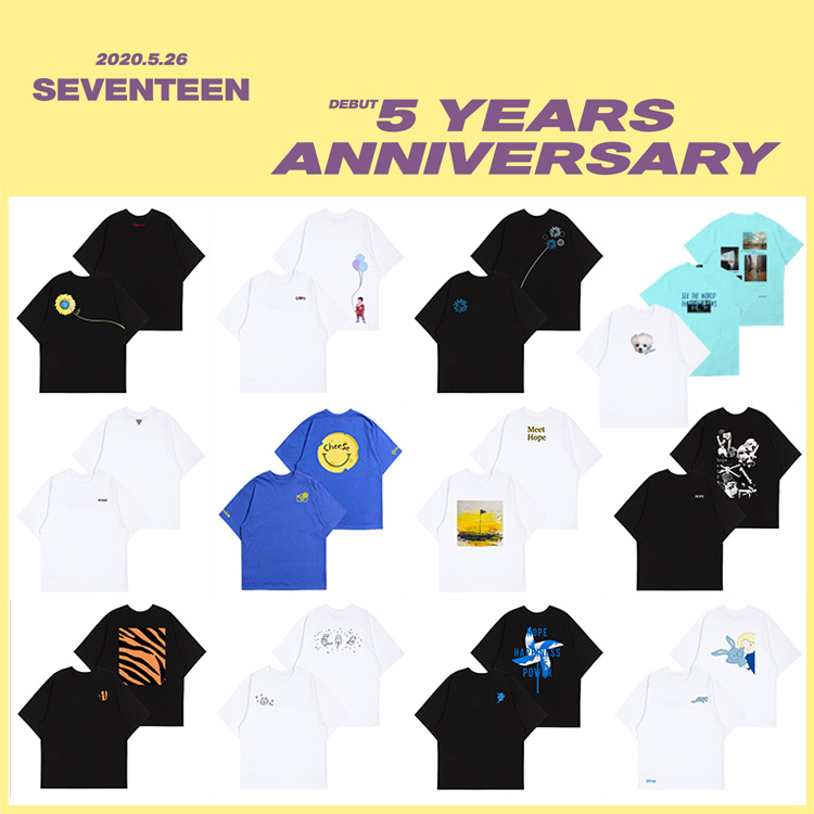 SEVENTEEN五周年周边衣服文俊辉权顺荣崔胜哲同款短袖T恤打歌服