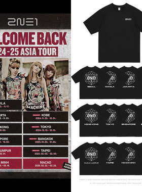 2NE1亚巡演唱会Welcome Back周边朴山多拉春同款衣服纯棉短袖T恤
