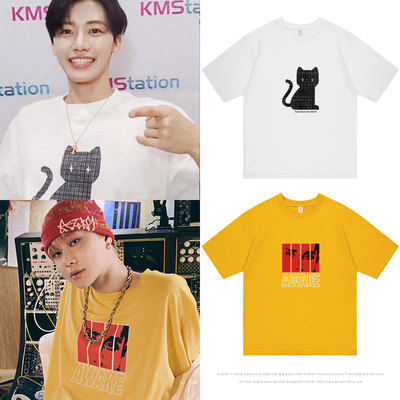 NCT127金廷祐罗渽民同款短袖T体恤上衣服宽松印花纯棉春夏打底衫