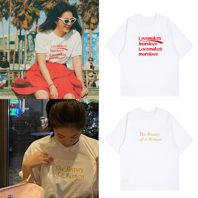 redvelvet金艺琳衣服同款短袖恤宽松印花纯棉男女上衣打底衫夏季