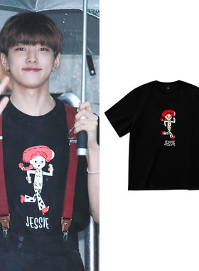 DK Z语义错误朴宰灿同款短袖T恤宽松纯棉卡通印花休闲夏百搭体恤