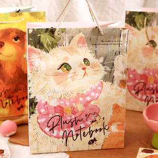毛绒手记可爱萌宠礼品袋卡通动物礼物纸袋节日礼品包装袋手提袋子