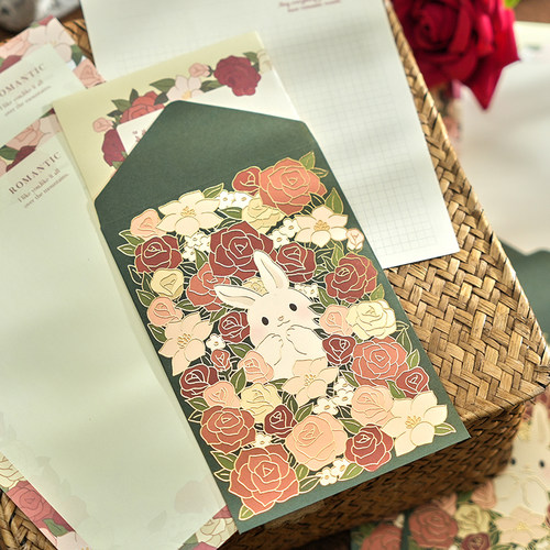 此间浪漫复古花丛信封信纸套装