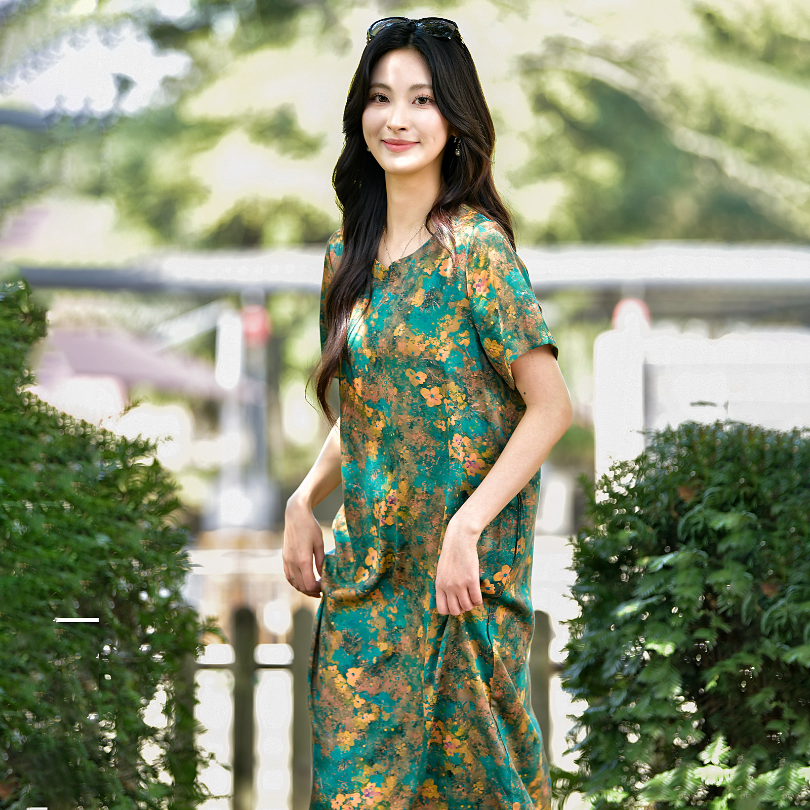 中老年妈妈棉绸连衣裙2026夏季新款宽松大码显瘦休闲外穿中长裙子图片