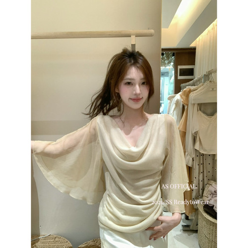 智研小调私心挚爱top韩综女1专属氛围·欲欲网纱荡领收腰小衫（含