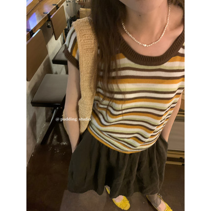 夏上新条纹爆击档口火爆无敌精心配色绝了都在开开开针织衫(不含