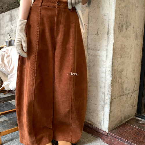 冬上新简约日常百搭复古加厚加绒灯芯绒气球休闲裤